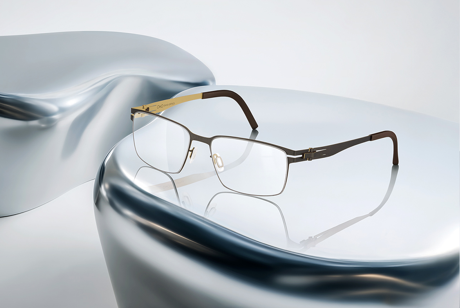 OVVO Optics 6082 feather-light surgical steel and titanium eyewear with ultra-thin rectangular profile