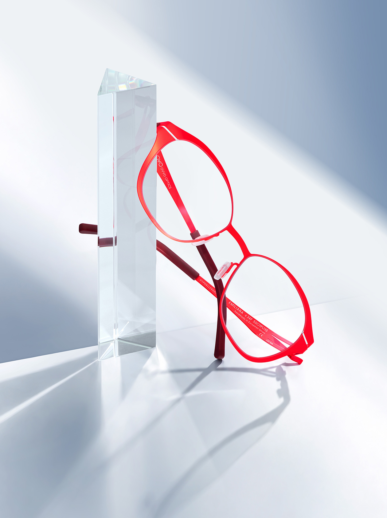 OVVO Optics bright blue aviator optical frame in a studio product shot