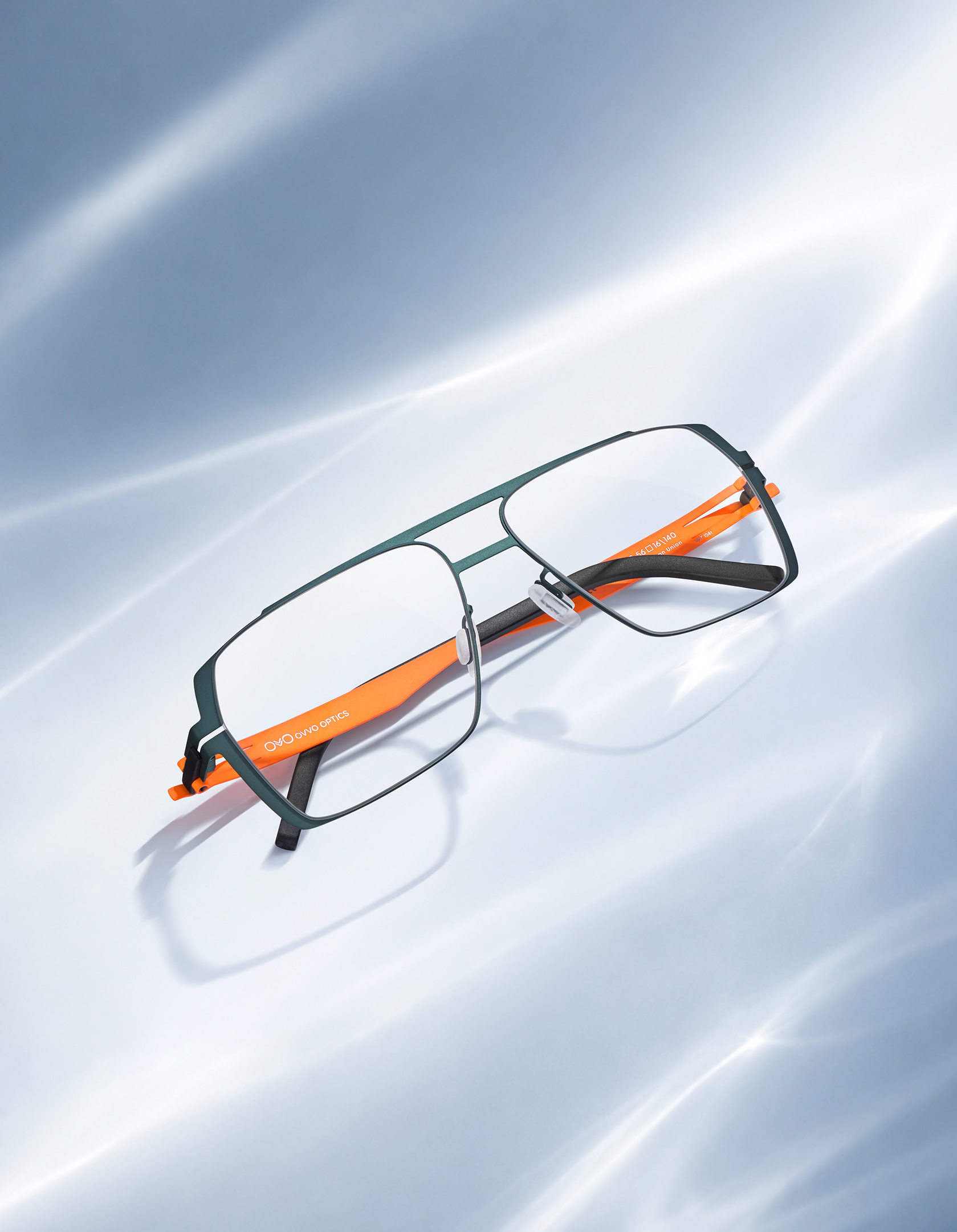 OVVO Optics neon lime rectangular optical frame in a close-up studio product shot