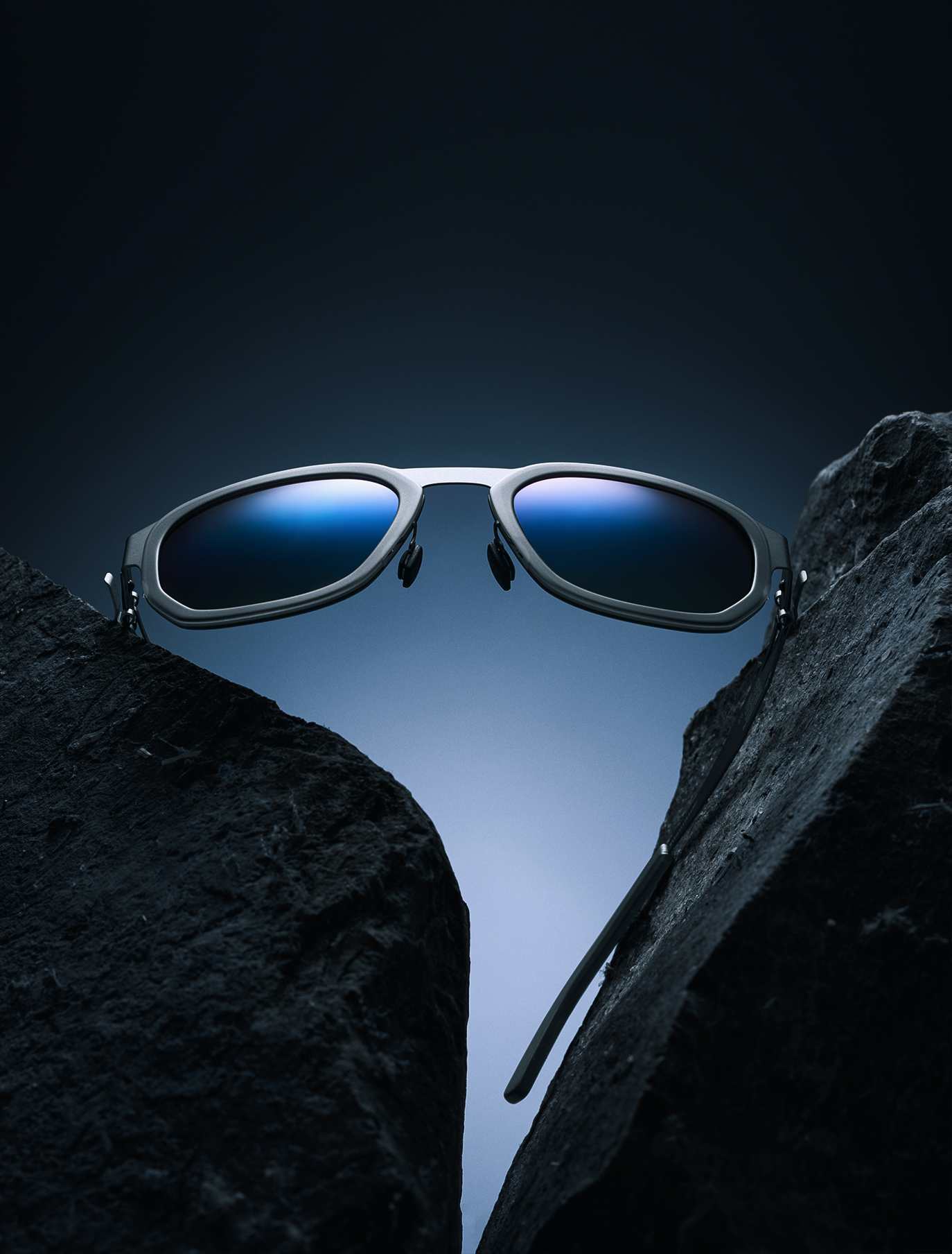 Close-up of OVVO Optics high-performance frames featuring patented designs and proprietary eyewear technology.