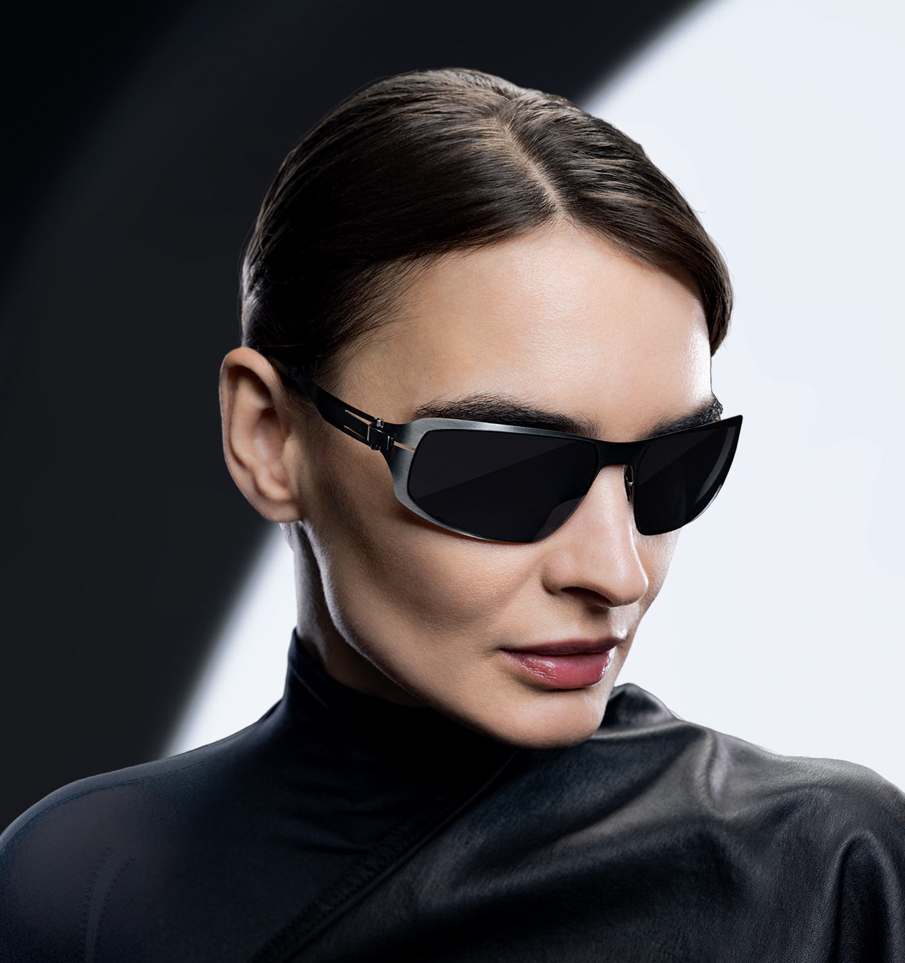 Close-up of premium sunglasses from the OVVO Optics Surgical Steel and Titanium collection.