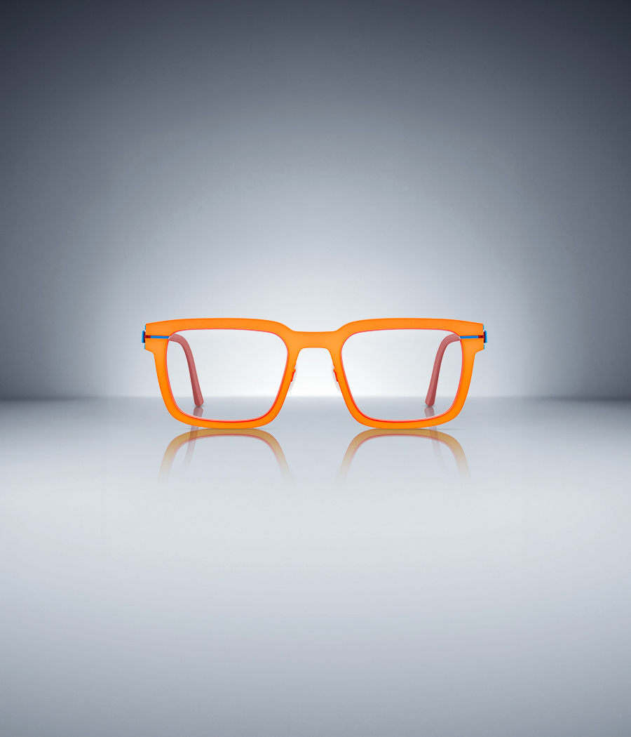 OVVO Optics Federico rectangular orange optical frame front view on a light gray background
