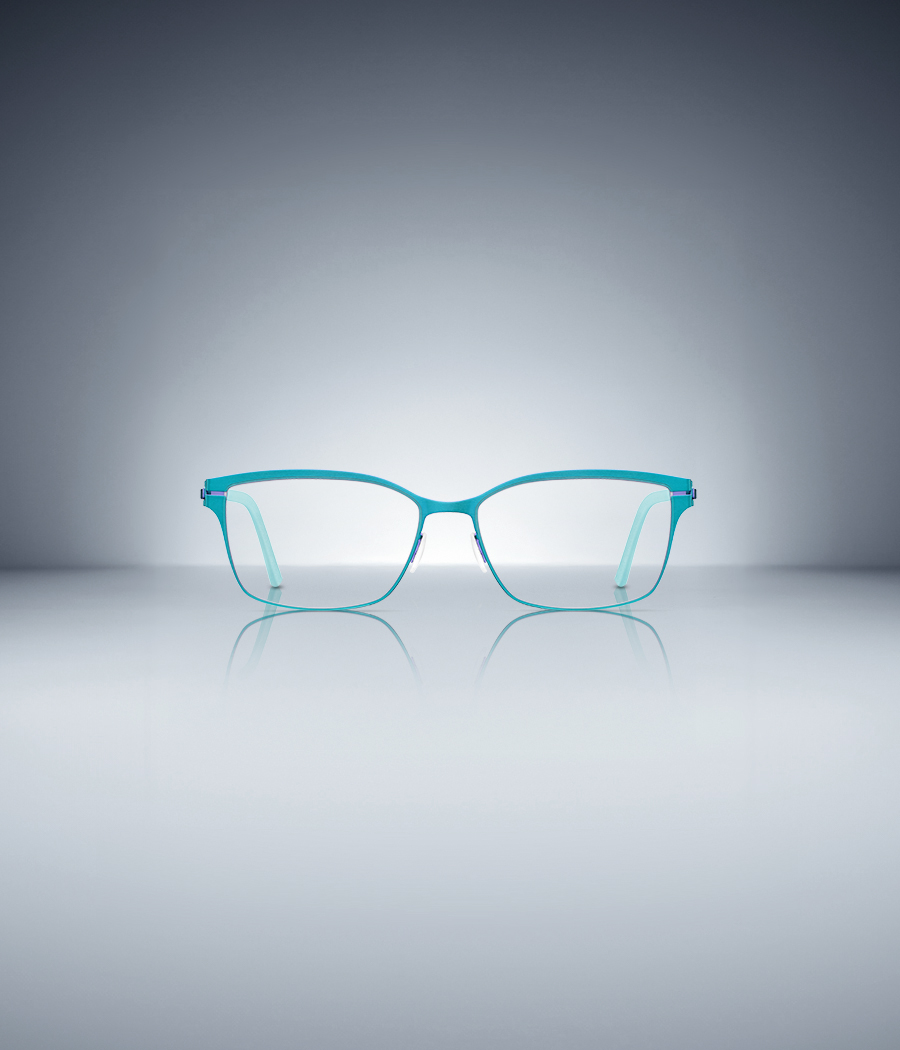 OVVO Optics style 6087 turquoise rectangular optical frame front view with reflection